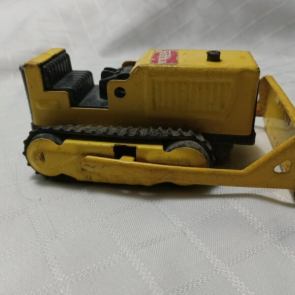 4" Bulldozer Tonka Truck Yellow Black Pressed Steel vintage - Picture 3 of 3